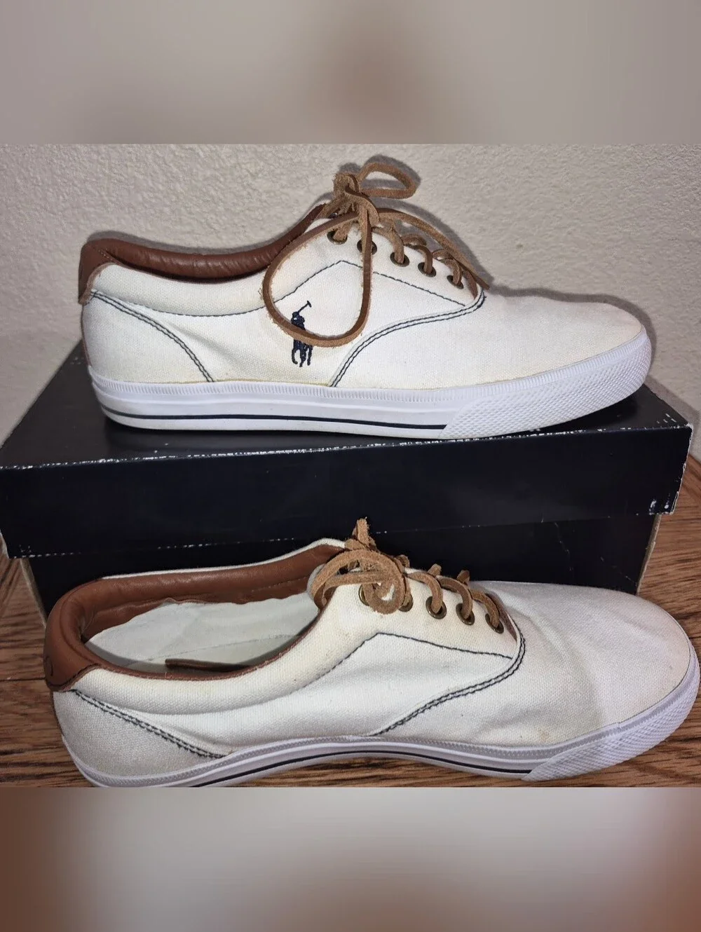 Polo Ralph Lauren Mens Shoes 10.5D Vaughn Athletic Soft White Leather Sneakers